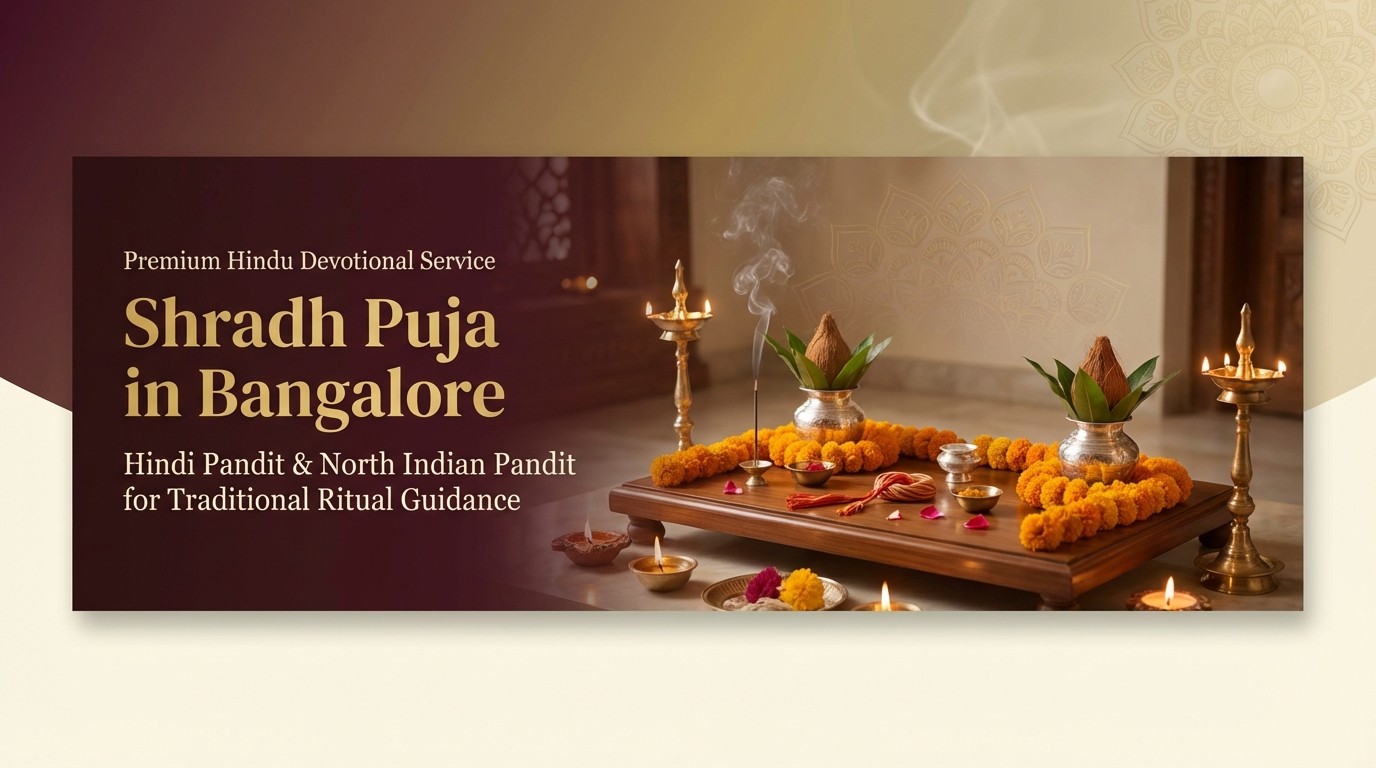 Hindi pandit in Bangalore guiding family through Shradh Puja in HSR Layout